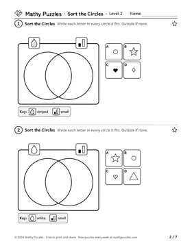 Sort the Circles, Level 2: a page from the free set