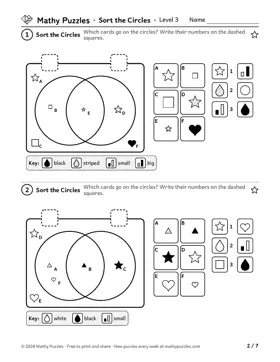 Sort the Circles, Level 3: a page from the free set