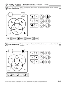 Sort the Circles, Level 4: a page from the free set