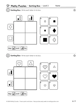 Sorting Box, Level 2: a page from the free set