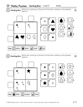 Sorting Box, Level 3: a page from the free set
