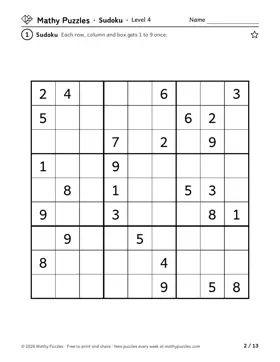 Sudoku, Level 4: a page from the free set