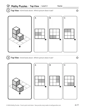 Top, Front, Side, Level 2: a page from the free set