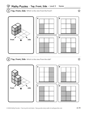Top, Front, Side, Level 3: a page from the free set