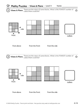 Top, Front, Side, Level 4: a page from the free set