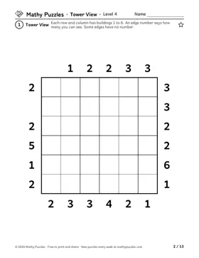 Tower View, Level 4: a page from the free set
