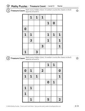Treasure Count, Level 3: a page from the free set