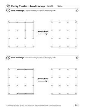 Twin Drawings, Level 1: a page from the free set
