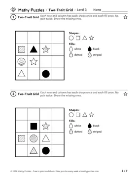 Two-Trait Grid, Level 3: a page from the free set