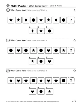 What Comes Next?, Level 2: a page from the free set