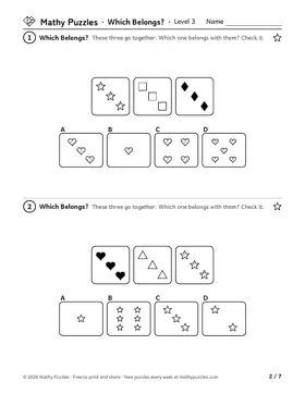 Which Belongs?, Level 3: a page from the free set