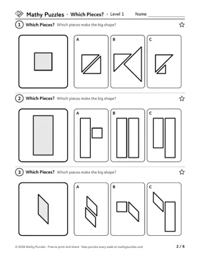 Which Pieces?, Level 1: a page from the free set