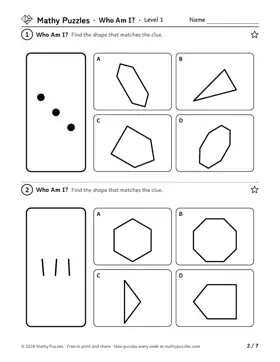 Who Am I?, Level 1: a page from the free set