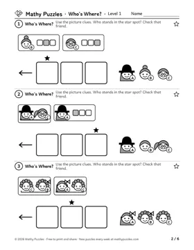 Who's Where?, Level 1: a page from the free set