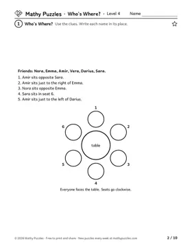 Who's Where?, Level 4: a page from the free set