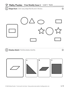 A page from the Level 1 puzzles