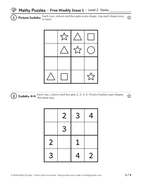 A page from the Level 2 puzzles