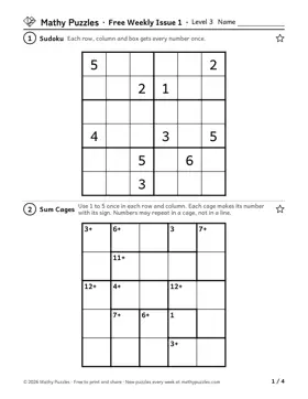 A page from the Level 3 puzzles